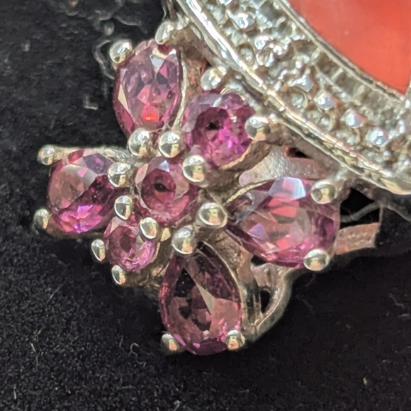 Vintage Rhodochrosite silver ring sz 7 - Picture 5 of 10